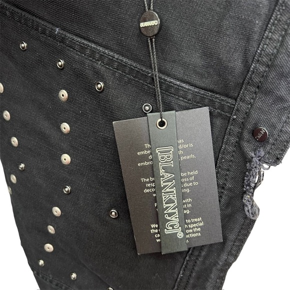 Blank NYC Black Jean Jacket Size Small Studded Distressed Denim New NWT - Picture 9 of 10